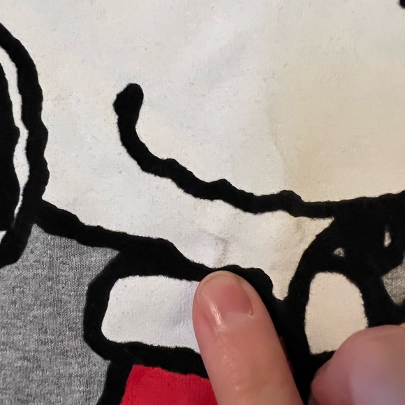 Peanuts Snoopy In Santa Costume With Cookies Vintage Gray T-Shirt FLAW Size XL - Picture 9 of 11